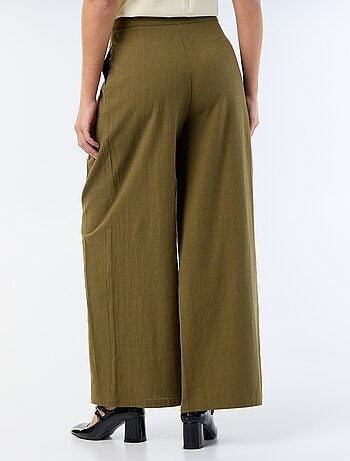 Linnenmix wide leg-broek
