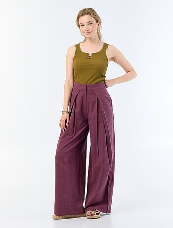 Linnenmix wide leg-broek