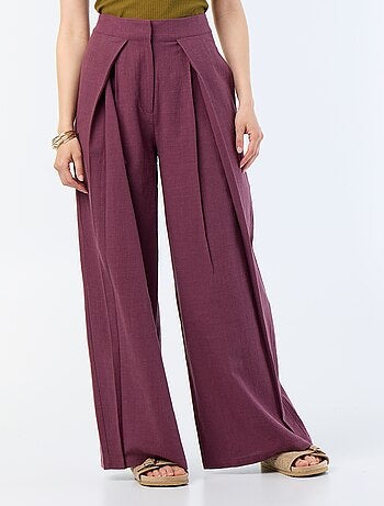 Linnenmix wide leg-broek