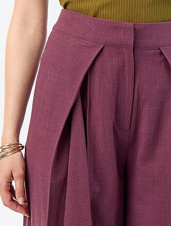 Linnenmix wide leg-broek