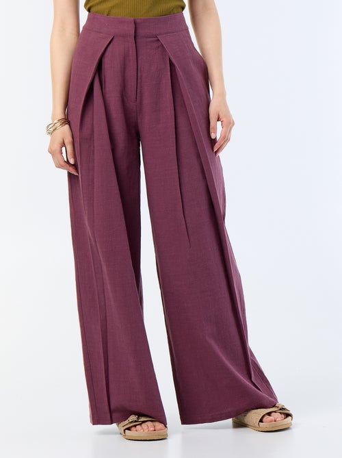 Linnenmix wide leg-broek - Kiabi