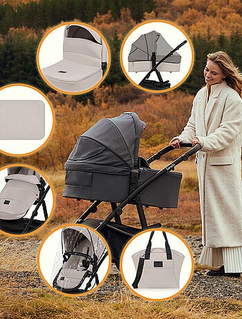 LIONELO Amber Plus 3-in-1 kinderwagen - Met reiswieg, autostoel, tas en accessoires
