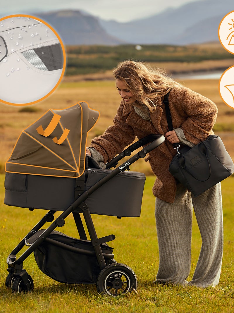 LIONELO Amber Plus 3-in-1 kinderwagen - Met reiswieg, autostoel, tas en accessoires Beige - Kiabi