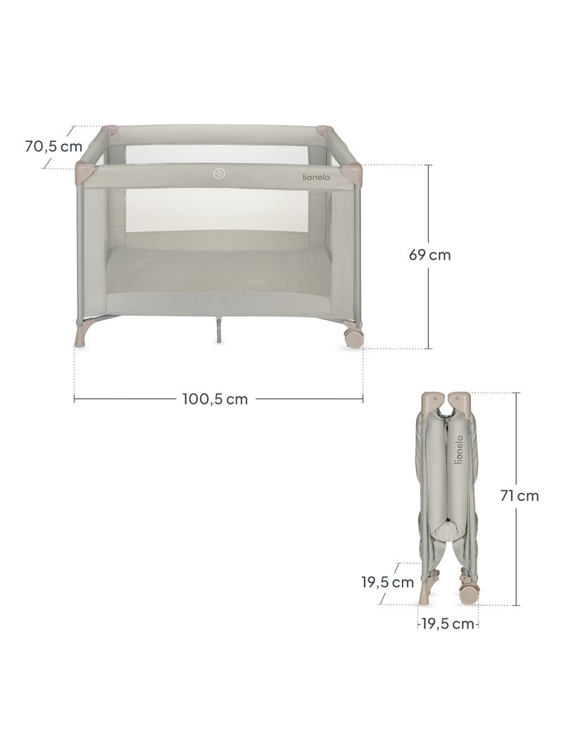 LIONELO Amelie 2-in-1 Reisbed & Box - Lichtgewicht - Wieltjes - Inclusief Tas Beige - Kiabi