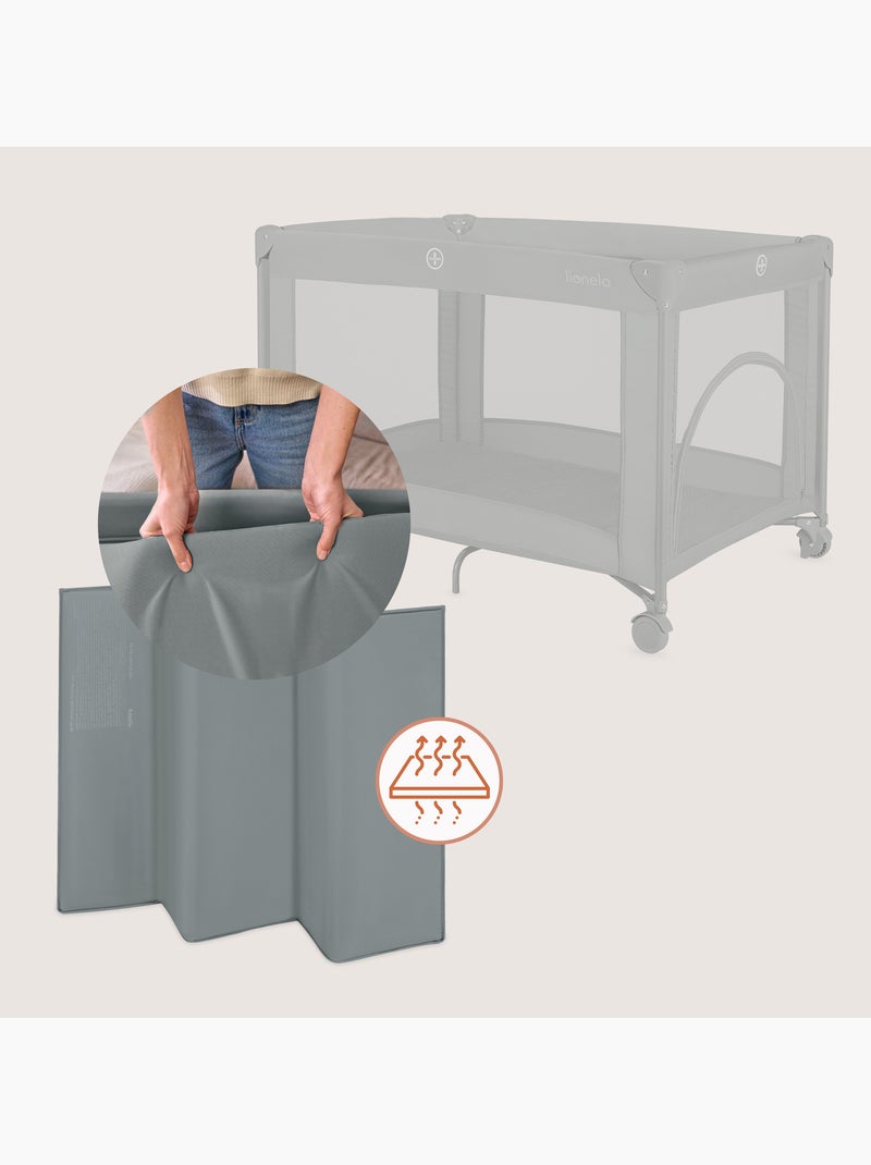 LIONELO Amelie 2-in-1 Reisbed & Box - Lichtgewicht - Wieltjes - Inclusief Tas Grijs - Kiabi