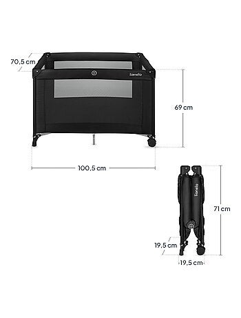 LIONELO Amelie 2-in-1 Reisbed & Box - Lichtgewicht - Wieltjes - Inclusief Tas