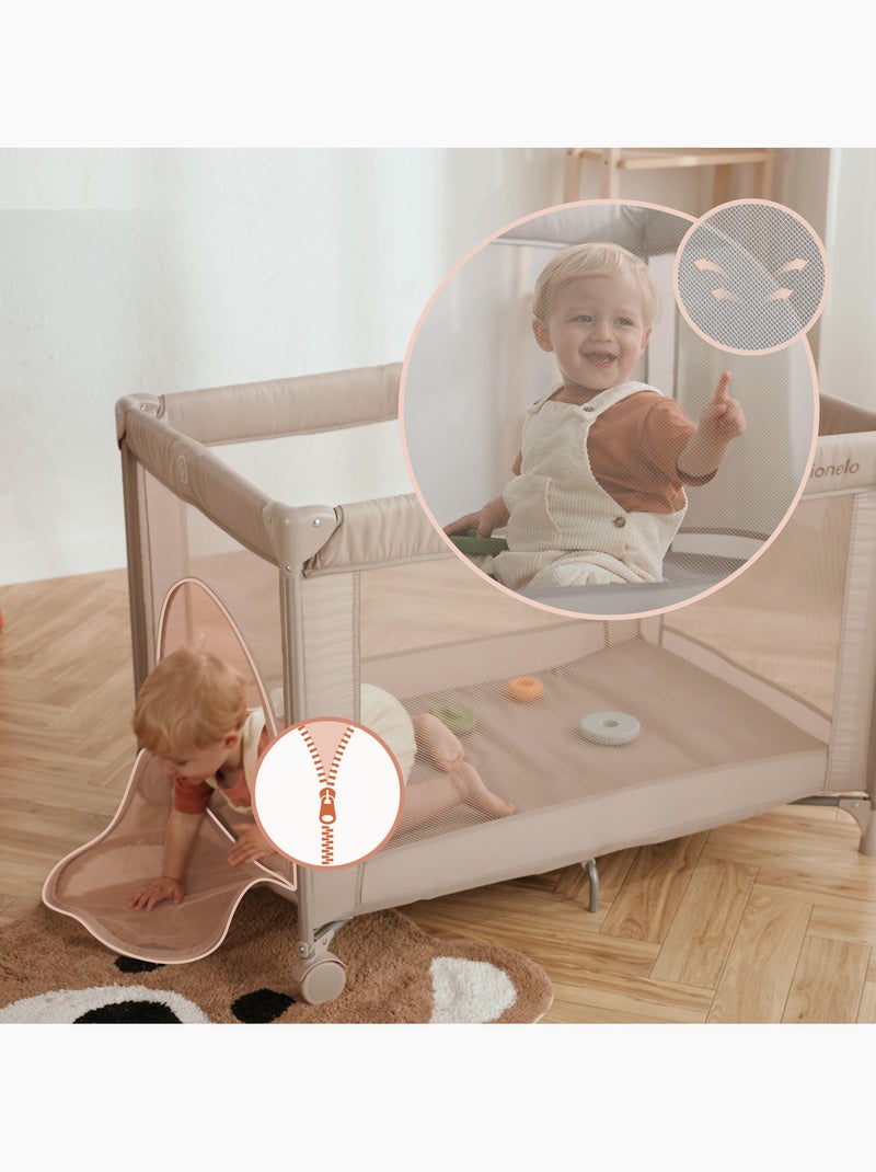 LIONELO Amelie 2-in-1 Reisbed & Box - Lichtgewicht - Wieltjes - Inclusief Tas Zwart - Kiabi