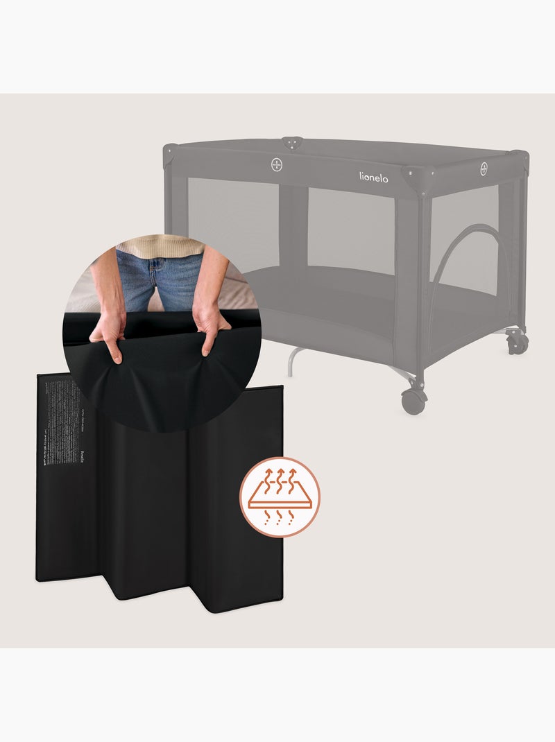 LIONELO Amelie 2-in-1 Reisbed & Box - Lichtgewicht - Wieltjes - Inclusief Tas Zwart - Kiabi