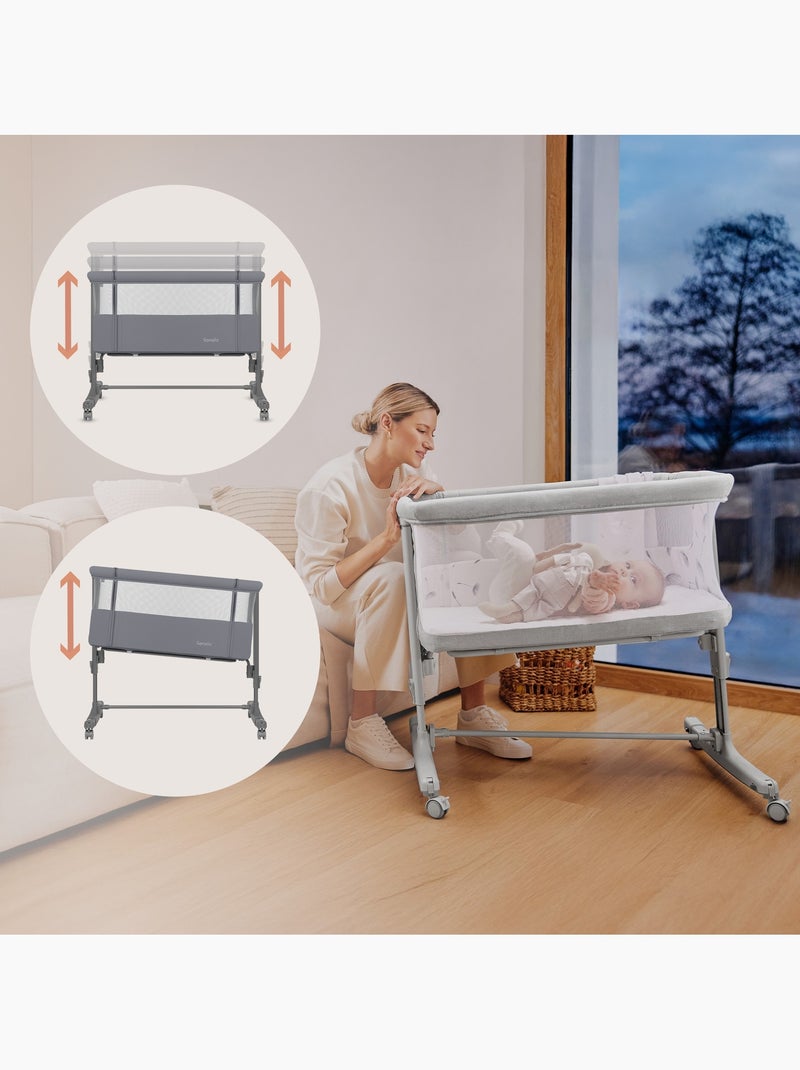 LIONELO Aurora Co-sleeper 3-in-1 - Aanschuifbedje - Babywieg - Matras - Reistas Donkergrijs - Kiabi
