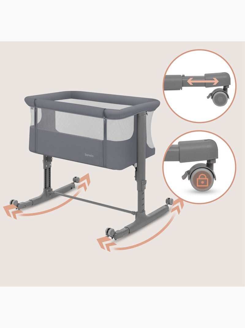 LIONELO Aurora Co-sleeper 3-in-1 - Aanschuifbedje - Babywieg - Matras - Reistas Donkergrijs - Kiabi