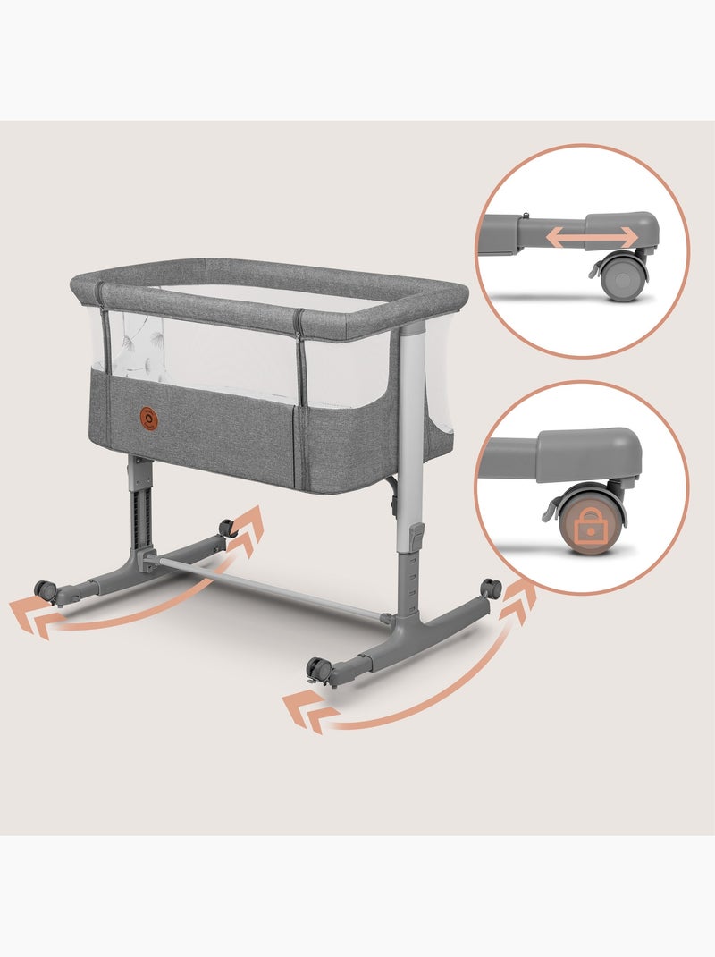 LIONELO Aurora Co-sleeper 3-in-1 - Aanschuifbedje - Babywieg - Matras - Reistas Grijs - Kiabi