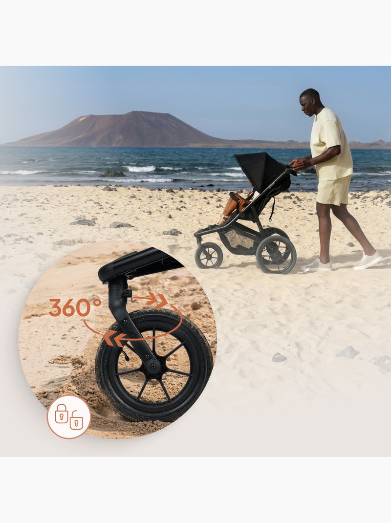LIONELO Azura All-Terrain Kinderwagen - Sportief - Tot 22 kg - Dubbele Rem - Inclusief Regenscherm Grijs - Kiabi