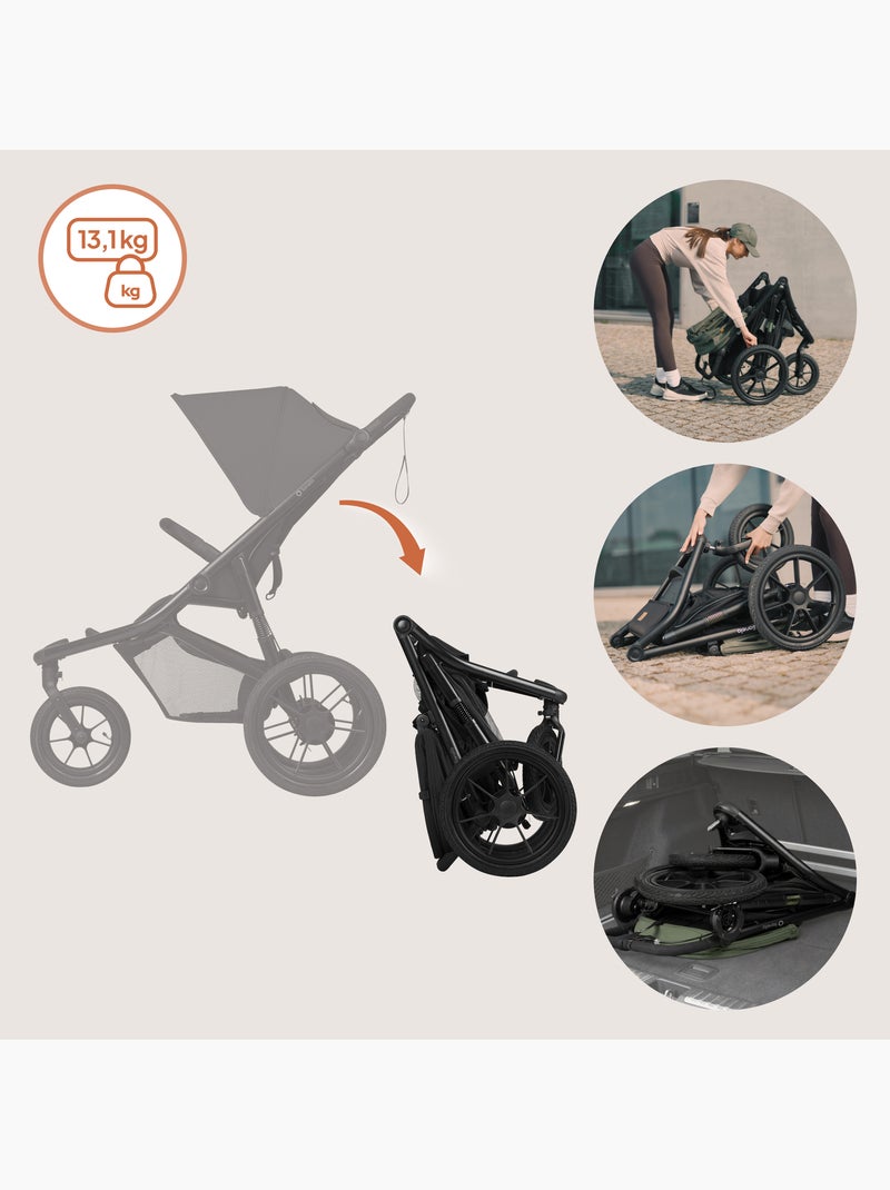 LIONELO Azura All-Terrain Kinderwagen - Sportief - Tot 22 kg - Dubbele Rem - Inclusief Regenscherm Zwart - Kiabi