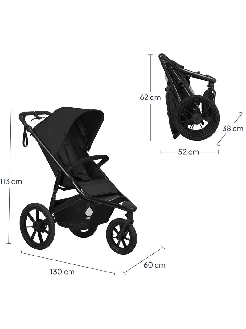 LIONELO Azura All-Terrain Kinderwagen - Sportief - Tot 22 kg - Dubbele Rem - Inclusief Regenscherm Zwart - Kiabi