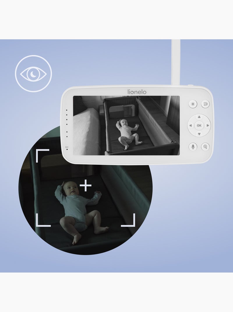 LIONELO Babyline 8.4 videobabyfoon - Monitor - Mobiele app - Bereik 300 m - Huilherkenning Wit - Kiabi