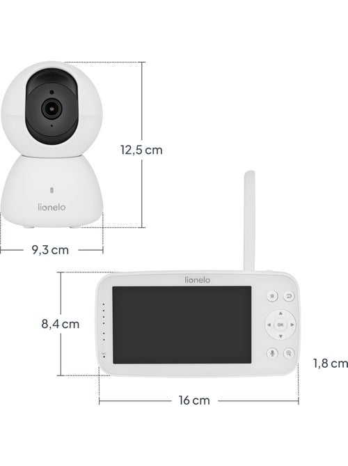 LIONELO Babyline 8.4 videobabyfoon - Monitor - Mobiele app - Bereik 300 m - Huilherkenning - Kiabi