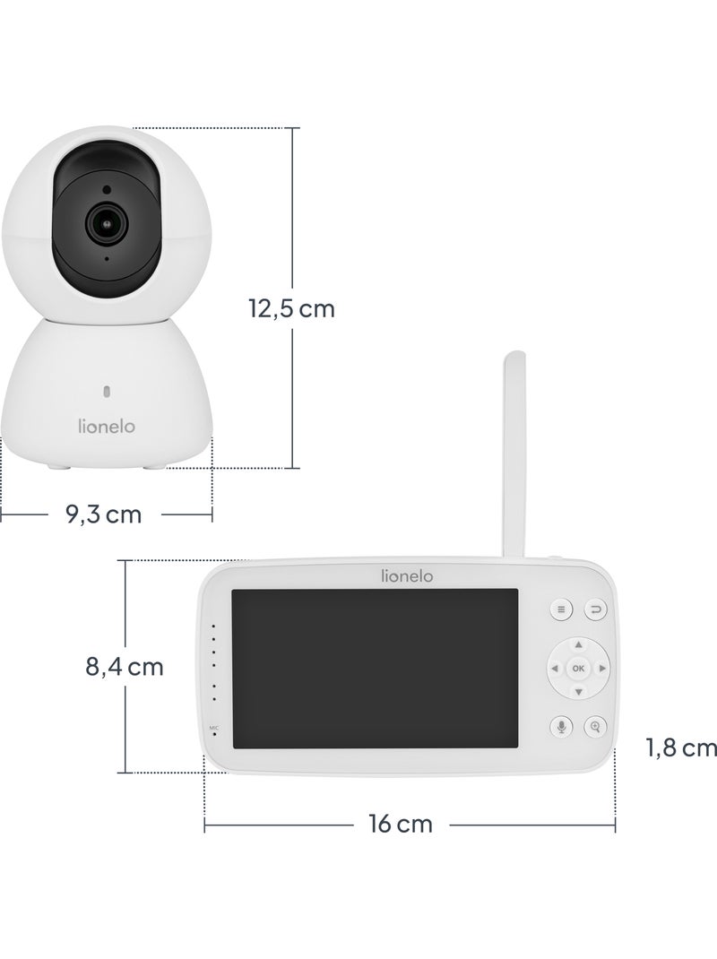 LIONELO Babyline 8.4 videobabyfoon - Monitor - Mobiele app - Bereik 300 m - Huilherkenning Wit - Kiabi