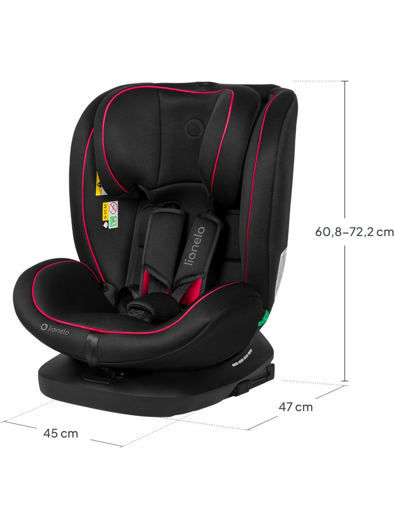 LIONELO Bastiaan i-Size 360° Autostoeltje - ISOFIX - 40-150 cm - SideProtect Zwart Rood - Kiabi