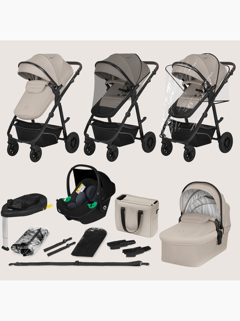 LIONELO Bianka 4-in-1-kinderwagen - Kinderwagen + reiswieg + autostoeltje + ISOFIX-basis Beige - Kiabi