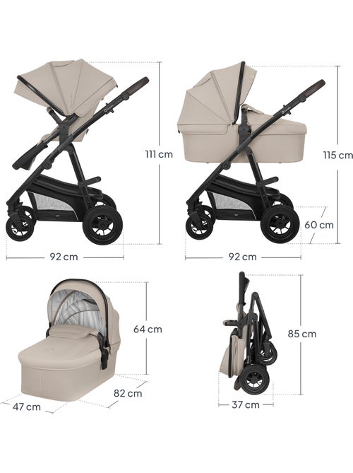 LIONELO Bianka 4-in-1-kinderwagen - Kinderwagen + reiswieg + autostoeltje + ISOFIX-basis - Kiabi LIONELO Bianka 4-in-1-kinderwagen - Kinderwagen + reiswieg + autostoeltje + ISOFIX-basis - Kiabi