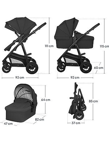 LIONELO Bianka 4-in-1-kinderwagen - Kinderwagen + reiswieg + autostoeltje + ISOFIX-basis