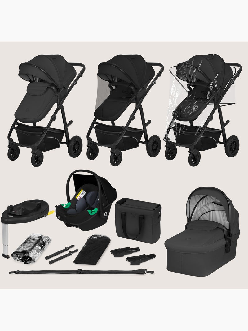 LIONELO Bianka 4-in-1-kinderwagen - Kinderwagen + reiswieg + autostoeltje + ISOFIX-basis Zwart - Kiabi