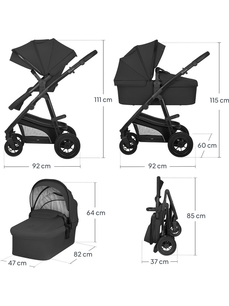 LIONELO Bianka 4-in-1-kinderwagen - Kinderwagen + reiswieg + autostoeltje + ISOFIX-basis Zwart - Kiabi