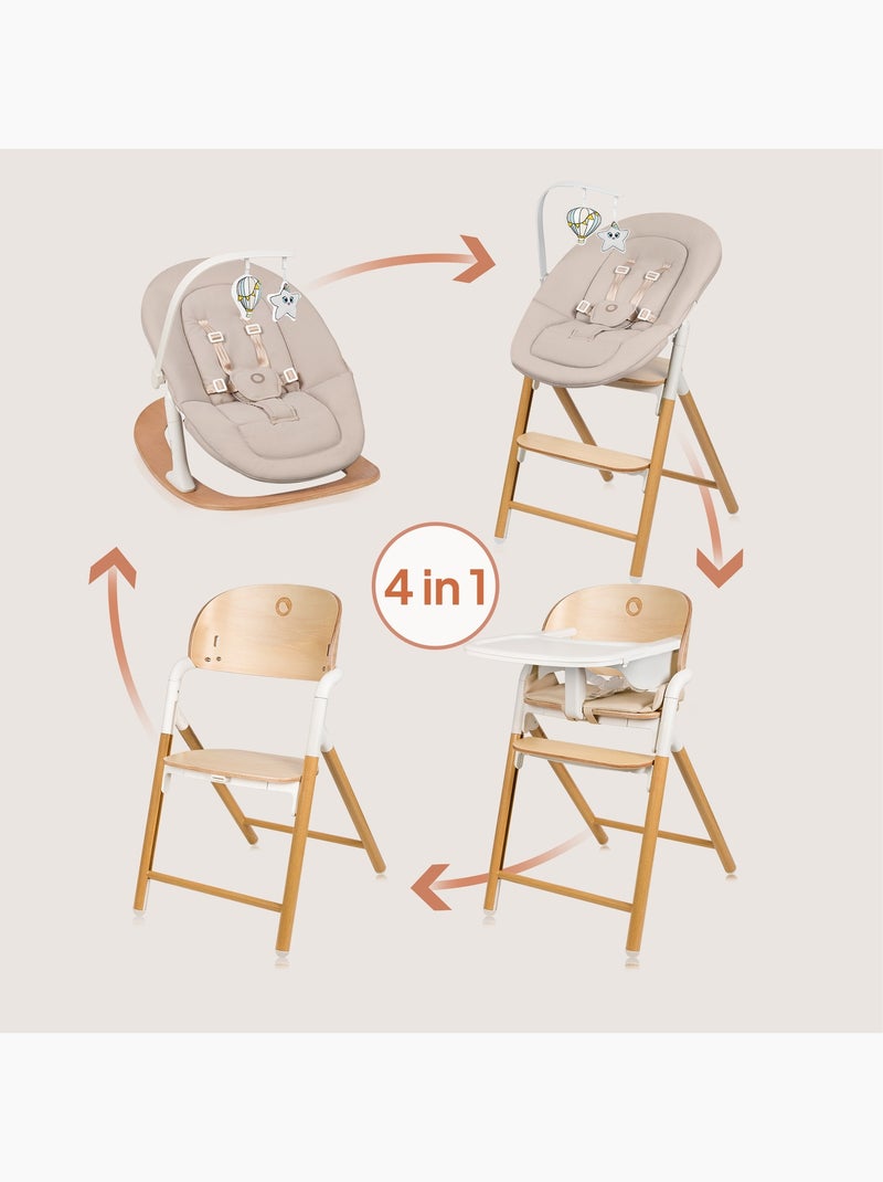 LIONELO Celia Set 4-in-1 Meegroeistoel - Wipper - Tot 110 kg - Verstelbaar Natuurlijk hout - Kiabi