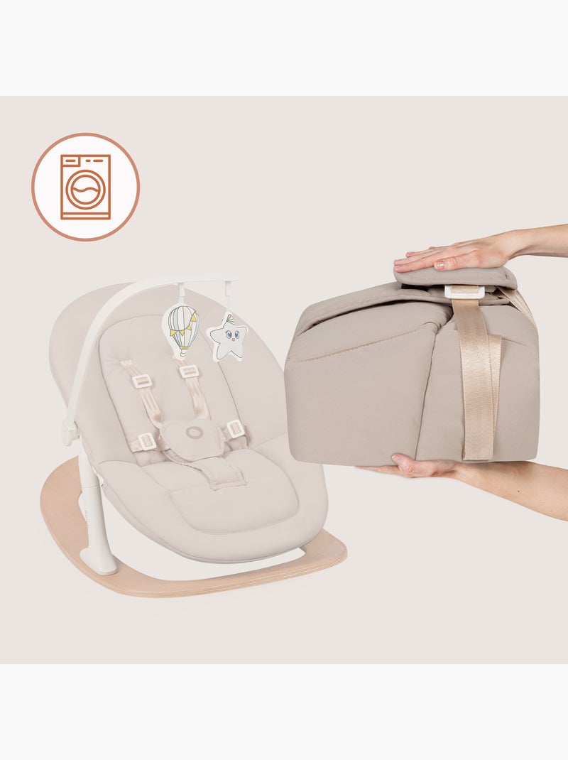 LIONELO Celia Set 4-in-1 Meegroeistoel - Wipper - Tot 110 kg - Verstelbaar Natuurlijk hout - Kiabi