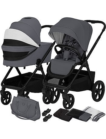 LIONELO Duo-kinderwagen Carmine - Tot 22 kg - Set met kinderwagen, reiswieg en accessoires