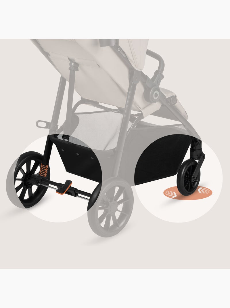LIONELO Emerald Compacte Buggy - Lichtgewicht - Vering - Grote Boodschappenmand Beige - Kiabi