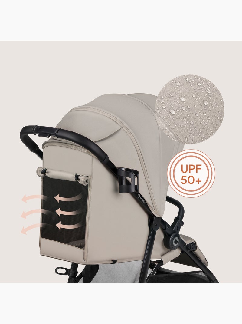 LIONELO Emerald Compacte Buggy - Lichtgewicht - Vering - Grote Boodschappenmand Beige - Kiabi