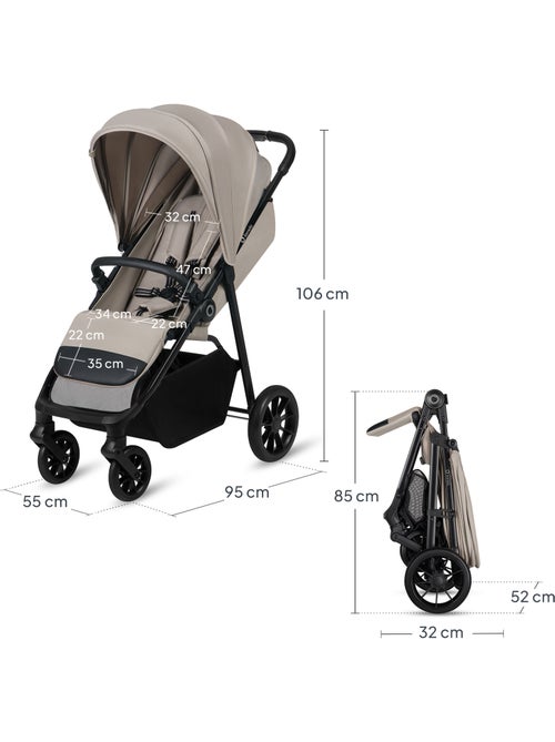 LIONELO Emerald Compacte Buggy - Lichtgewicht - Vering - Grote Boodschappenmand - Kiabi LIONELO Emerald Compacte Buggy - Lichtgewicht - Vering - Grote Boodschappenmand - Kiabi