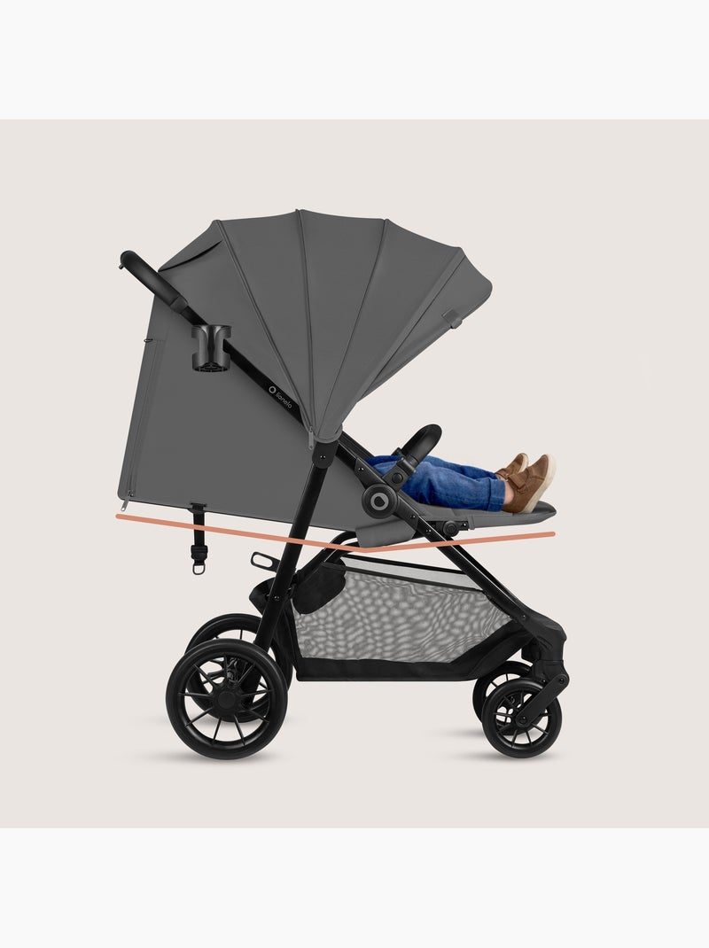 LIONELO Emerald Compacte Buggy - Lichtgewicht - Vering - Grote Boodschappenmand Grijs - Kiabi