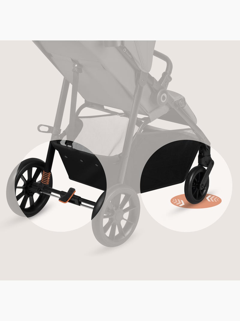 LIONELO Emerald Compacte Buggy - Lichtgewicht - Vering - Grote Boodschappenmand Grijs - Kiabi