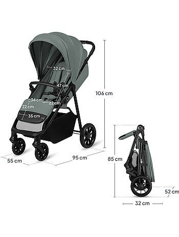 LIONELO Emerald Compacte Buggy - Lichtgewicht - Vering - Grote Boodschappenmand