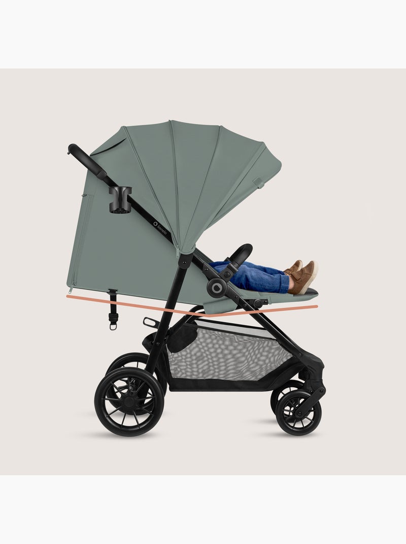 LIONELO Emerald Compacte Buggy - Lichtgewicht - Vering - Grote Boodschappenmand Groen - Kiabi