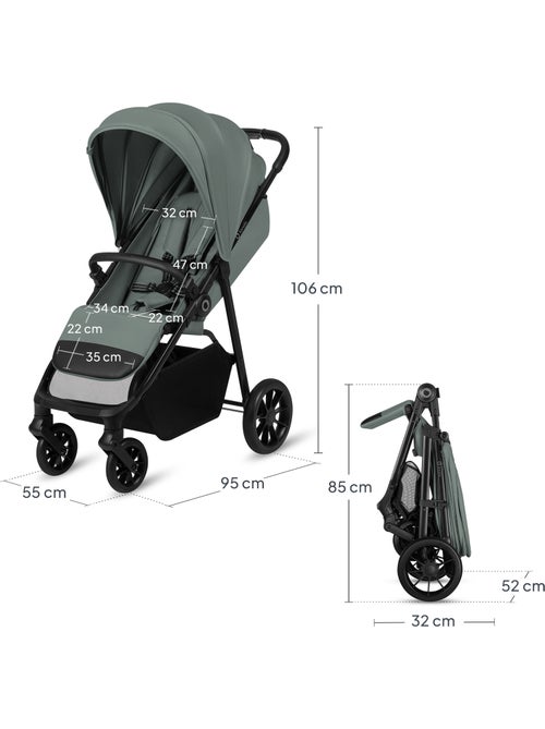 LIONELO Emerald Compacte Buggy - Lichtgewicht - Vering - Grote Boodschappenmand - Kiabi LIONELO Emerald Compacte Buggy - Lichtgewicht - Vering - Grote Boodschappenmand - Kiabi