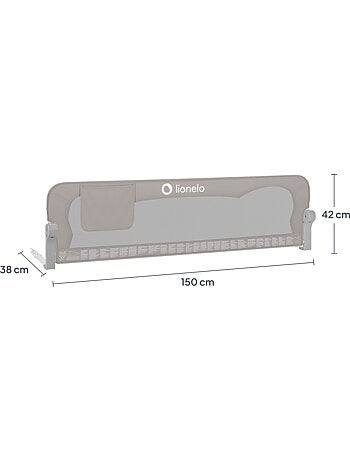 LIONELO Eva-bedhekje - 150 cm - Valbeveiliging - Opvouwbaar, luchtdoorlatend net