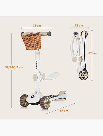 LIONELO Franky 2-in-1 Loopfiets & Step - Lichtgevende Wielen - Tot 50 kg - Mandje