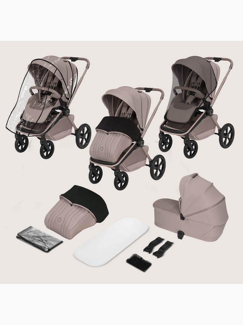 LIONELO Freya 2-in-1-kinderwagen - Kinderwagen - Reiswieg - Opvouwbare reiswieg met onderstel Beige - Kiabi