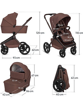 LIONELO Freya 3-in-1 Kinderwagen - Met Reiswieg, Autostoel en Regenhoes