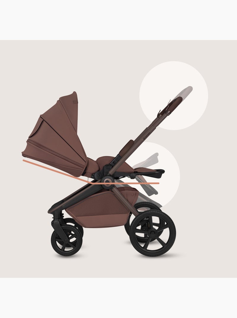 LIONELO Freya 3-in-1 Kinderwagen - Met Reiswieg, Autostoel en Regenhoes Chocoladebruin - Kiabi