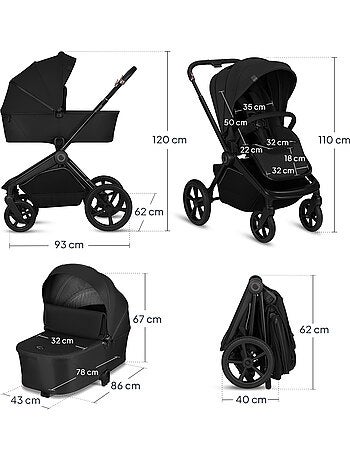 LIONELO Freya 3-in-1 Kinderwagen - Met Reiswieg, Autostoel en Regenhoes