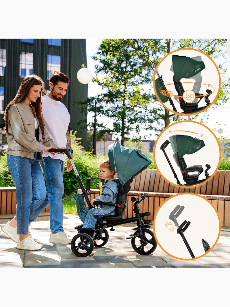 LIONELO Haari kinderwagen & driewieler - Tot 25 kg - Omkeerbare zitting - Mand en tas Groen - Kiabi