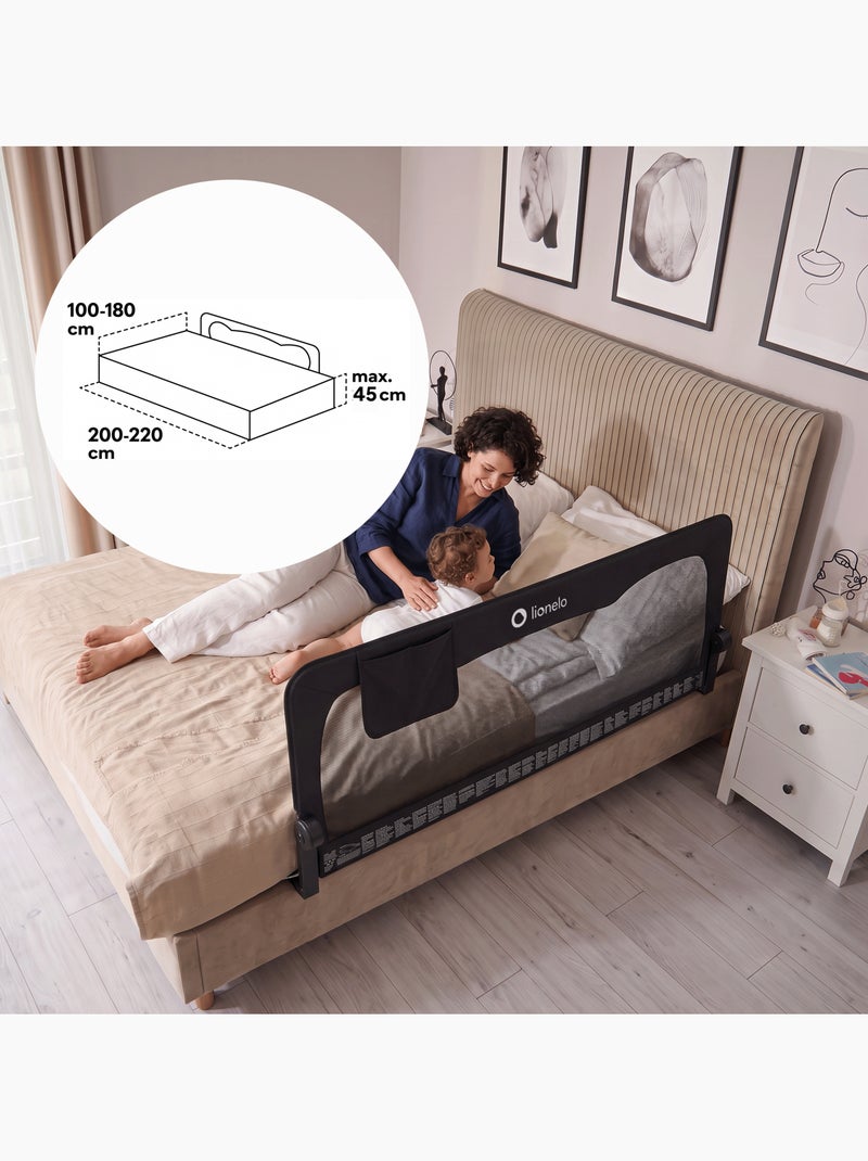 LIONELO Hanna babybedhek - 150 x 66 cm - Opvouwbaar - Valbeveiliging - Luchtdoorlatend gaas Grijs - Kiabi