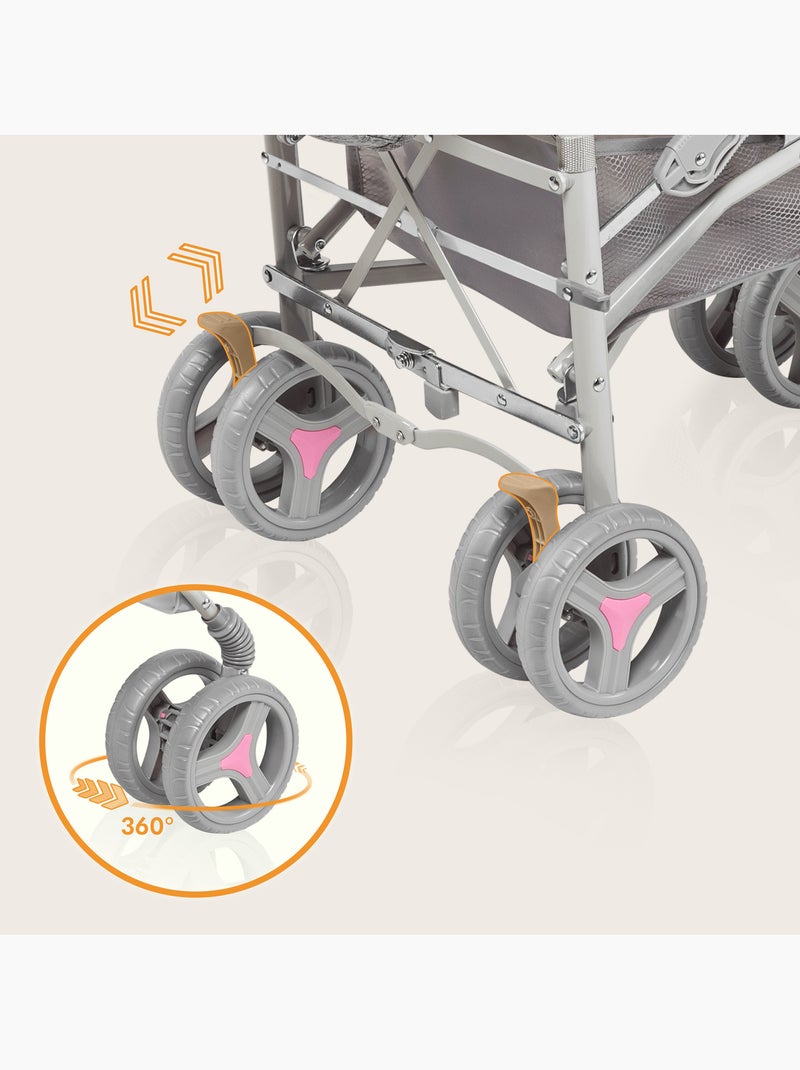 LIONELO Irma Compacte Buggy - 6-36 Maanden - Inclusief Muggennet - Lichtgewicht Rozegrijs - Kiabi