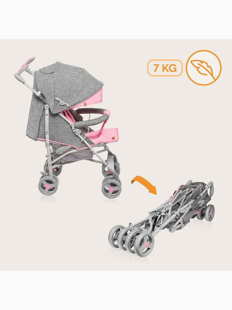 LIONELO Irma Compacte Buggy - 6-36 Maanden - Inclusief Muggennet - Lichtgewicht Rozegrijs - Kiabi