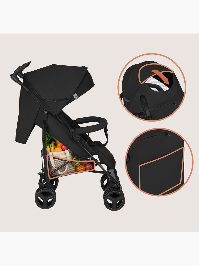 LIONELO Irma Compacte Buggy - 6-36 Maanden - Inclusief Muggennet - Lichtgewicht Zwart Zwart - Kiabi