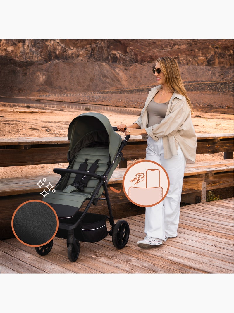 LIONELO Iva All-Terrain Kinderwagen - Premium Materiaal - Tot 22 kg - Ruim Ontwerp Grijs - Kiabi